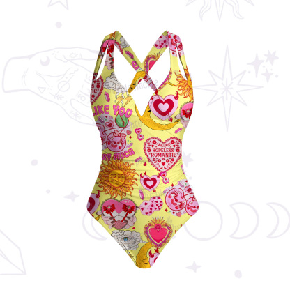 Purplehecate Hopeless Romantic Love Doodle One-Piece Swimsuit