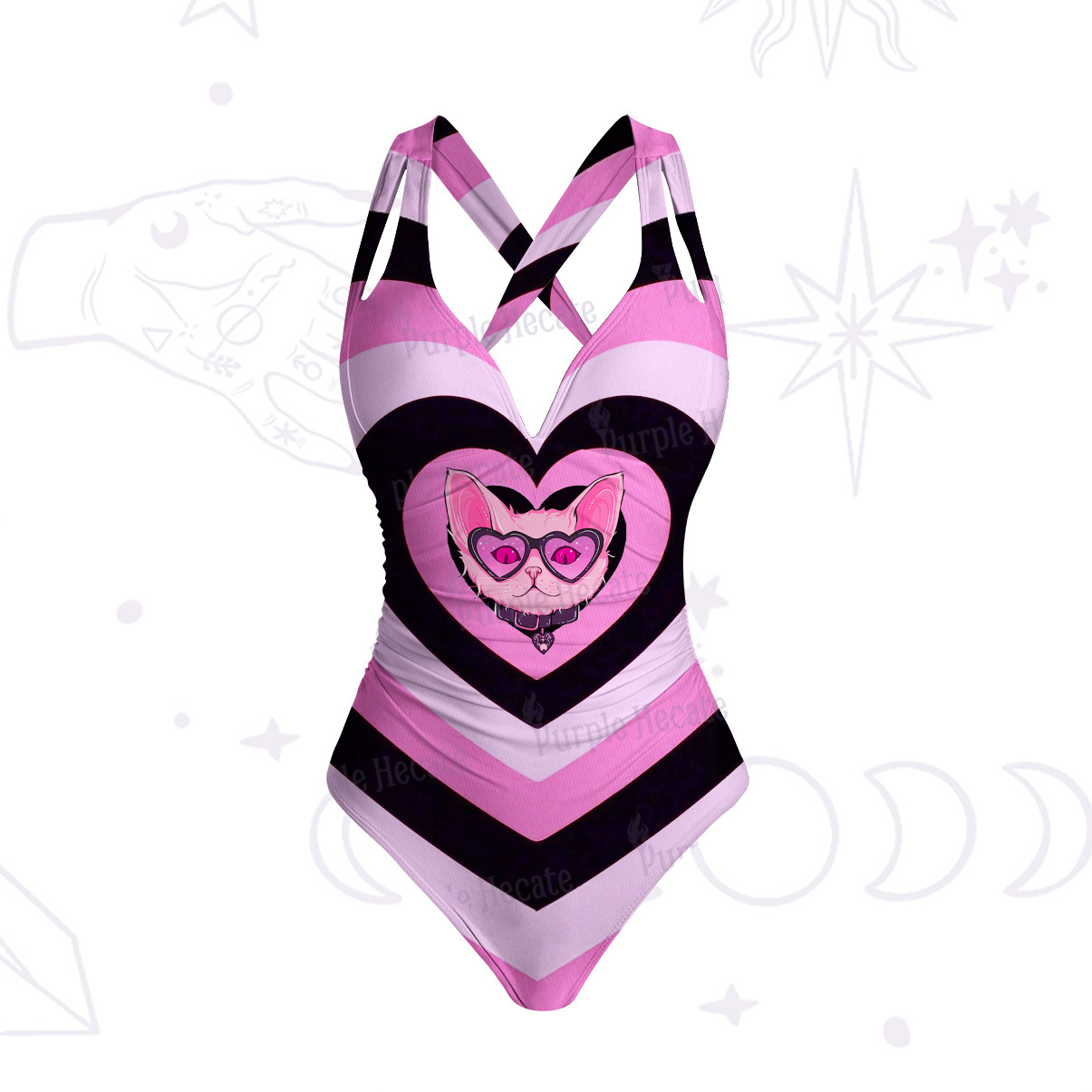 Purplehecate Slightly Wicked Cat One-Piece Swimsuit