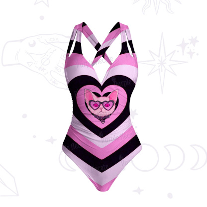 Purplehecate Slightly Wicked Cat One-Piece Swimsuit
