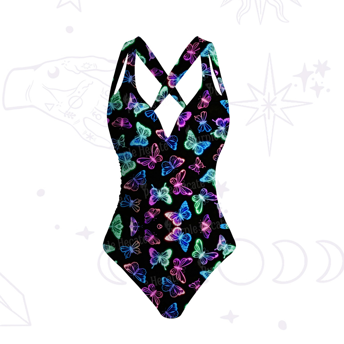 Purplehecate Neon Butterful One-Piece Swimsuit