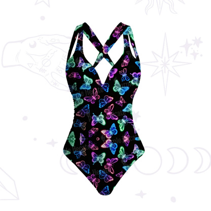 Purplehecate Neon Butterful One-Piece Swimsuit