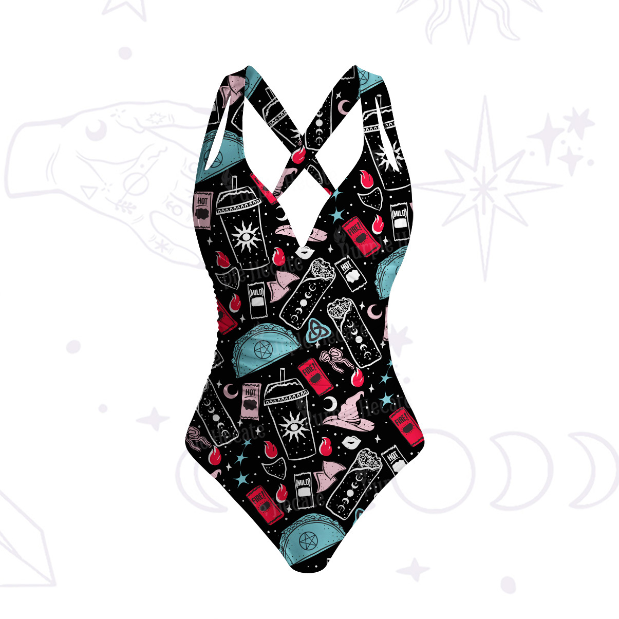 Purplehecate Dark Magic and Mystical Charm One-Piece Swimsuit