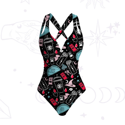 Purplehecate Dark Magic and Mystical Charm One-Piece Swimsuit