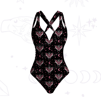 Purplehecate Witchy Lunar Moth Night One-Piece Swimsuit
