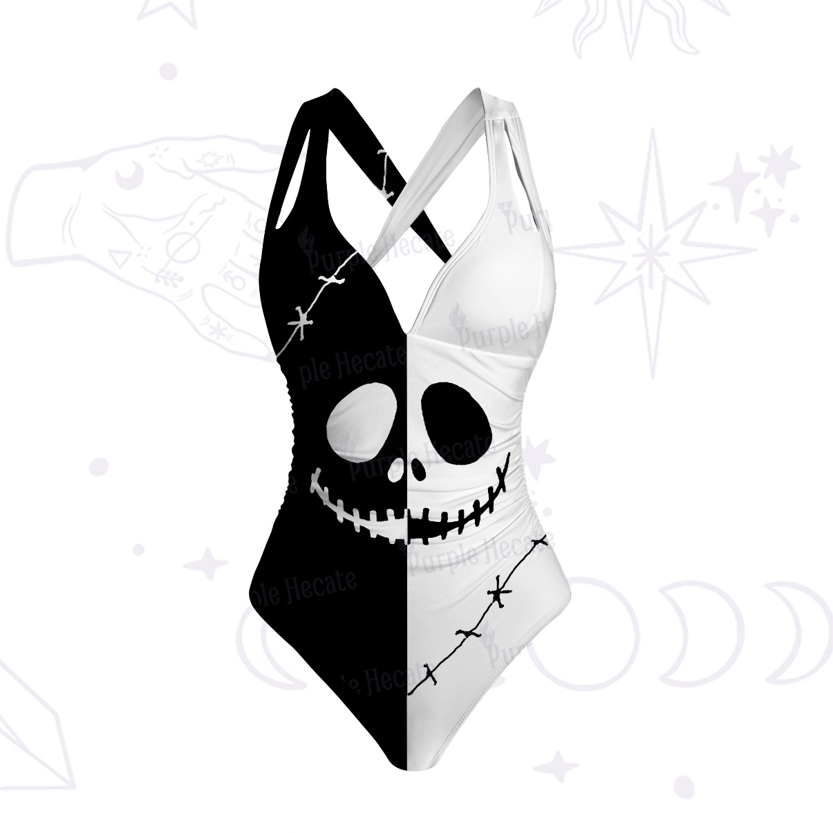 Purplehecate Grim Skeleton King One-Piece Swimsuit