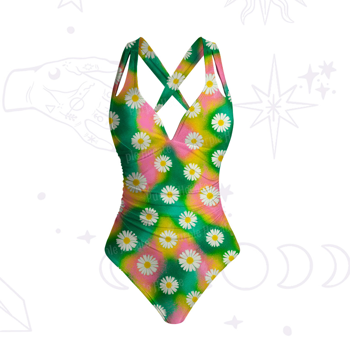 Purplehecate Enchanted Daisy Spring Romance One-Piece Swimsuit