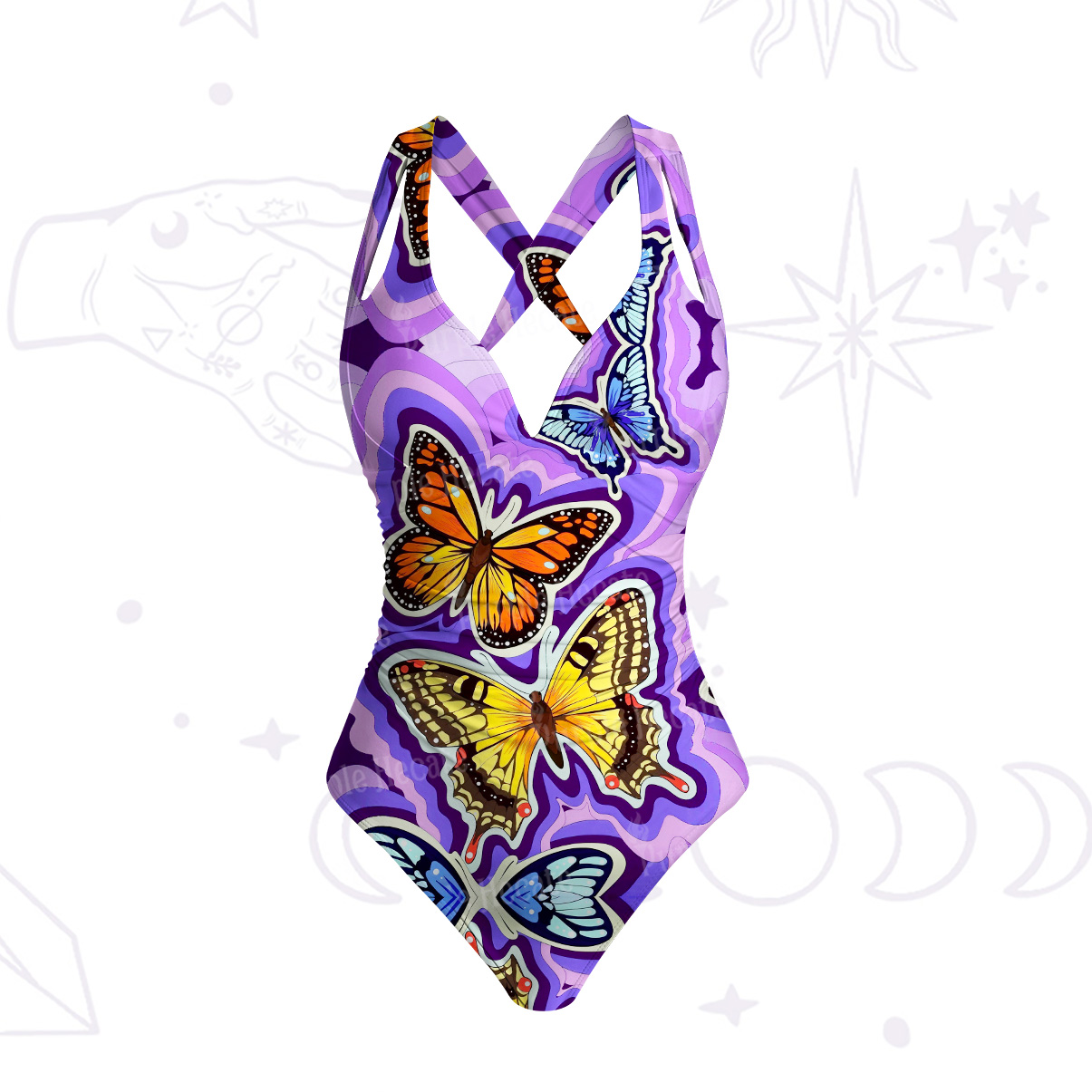 Purplehecate Psychedelic Butterfly One-Piece Swimsuit