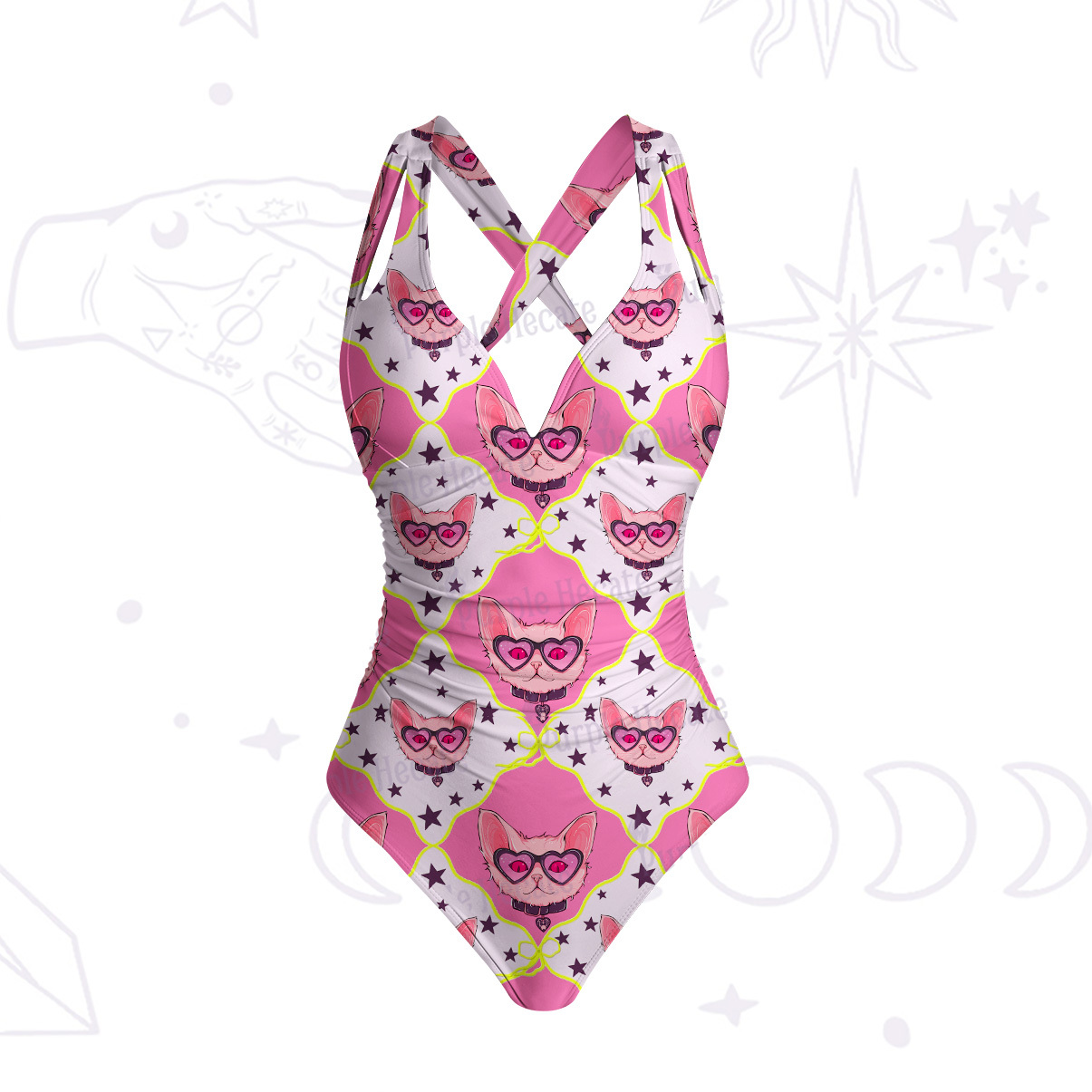 Purplehecate Slightly Wicked Cat One-Piece Swimsuit