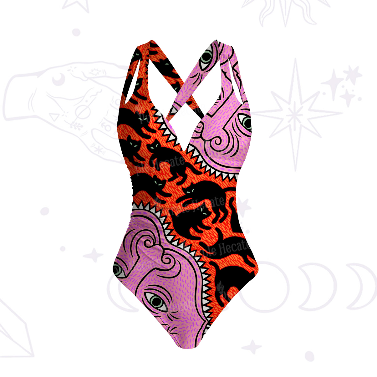 Purplehecate Cats for the Devil’s Feast One-Piece Swimsuit