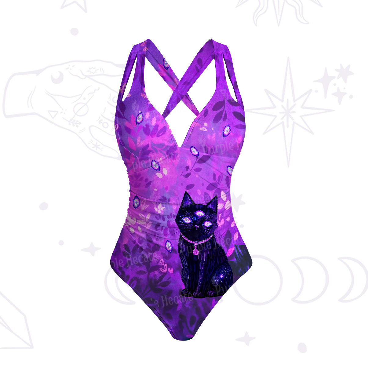 Purplehecate Witch’s Mystic Third-Eye Familiar One-Piece Swimsuit