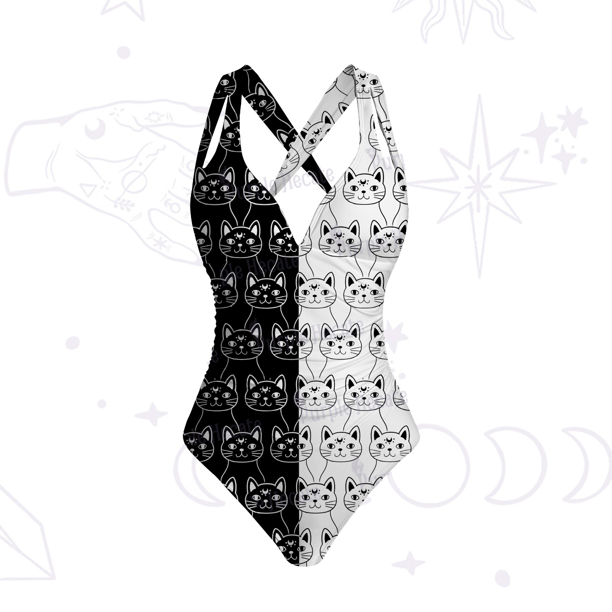 Purplehecate Sketchy Cat One-Piece Swimsuit