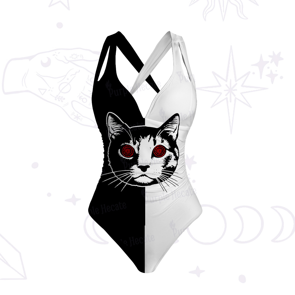 Purplehecate Hypnotic Cat One-Piece Swimsuit