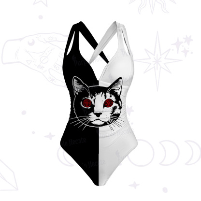 Purplehecate Hypnotic Cat One-Piece Swimsuit