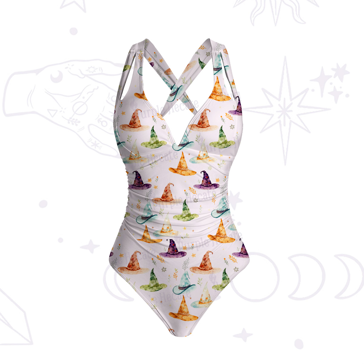 Purplehecate Witch Hat One-Piece Swimsuit