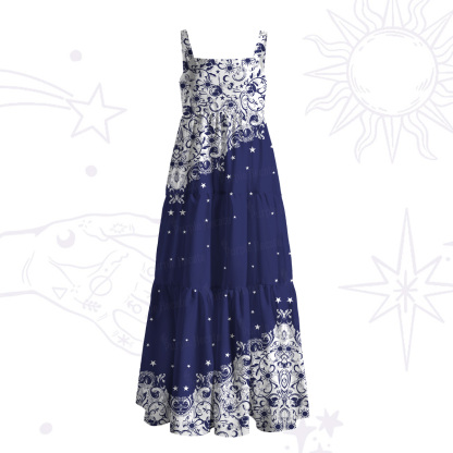 Purplehecate Midnight Star Wide Straps Maxi Dress