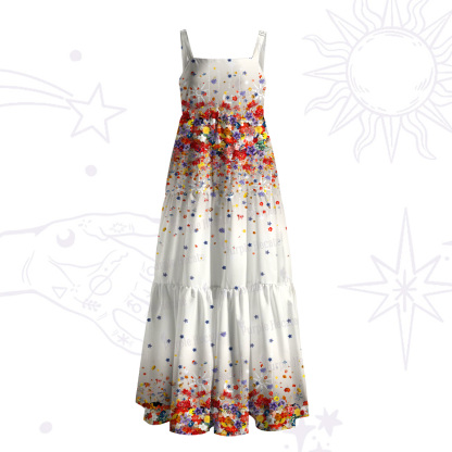 Purplehecate Spring Garden Wide Straps Maxi Dress