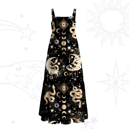 Purplehecate Divine Serpent Under the Moon Wide Straps Maxi Dress
