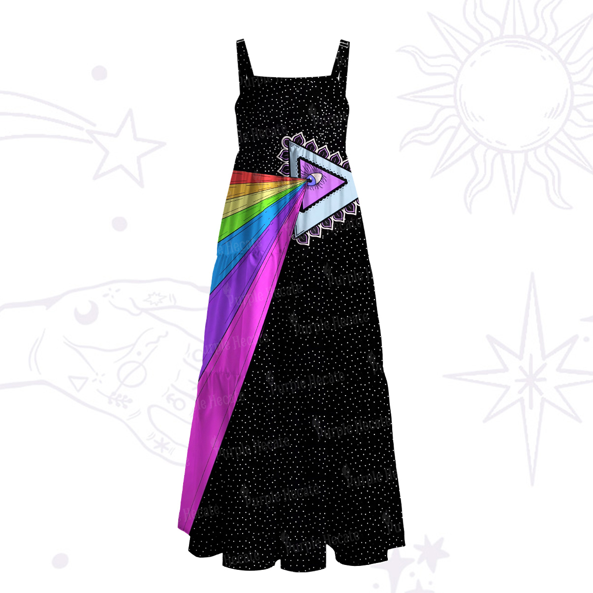 Purplehecate Prism of Rainbow Wide Straps Maxi Dress