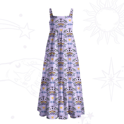 Purplehecate Luna Moth Witch Wide Straps Maxi Dress