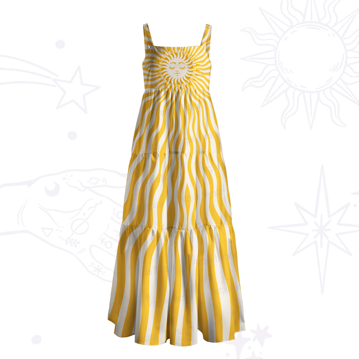 Purplehecate Radiance of the Sun Wide Straps Maxi Dress