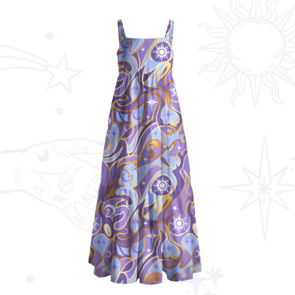 Purplehecate Divination Night Print Wide Straps Maxi Dress