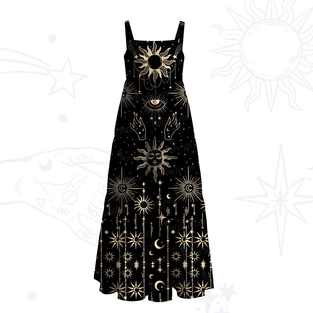 Purplehecate Solar Oracle Wide Straps Maxi Dress
