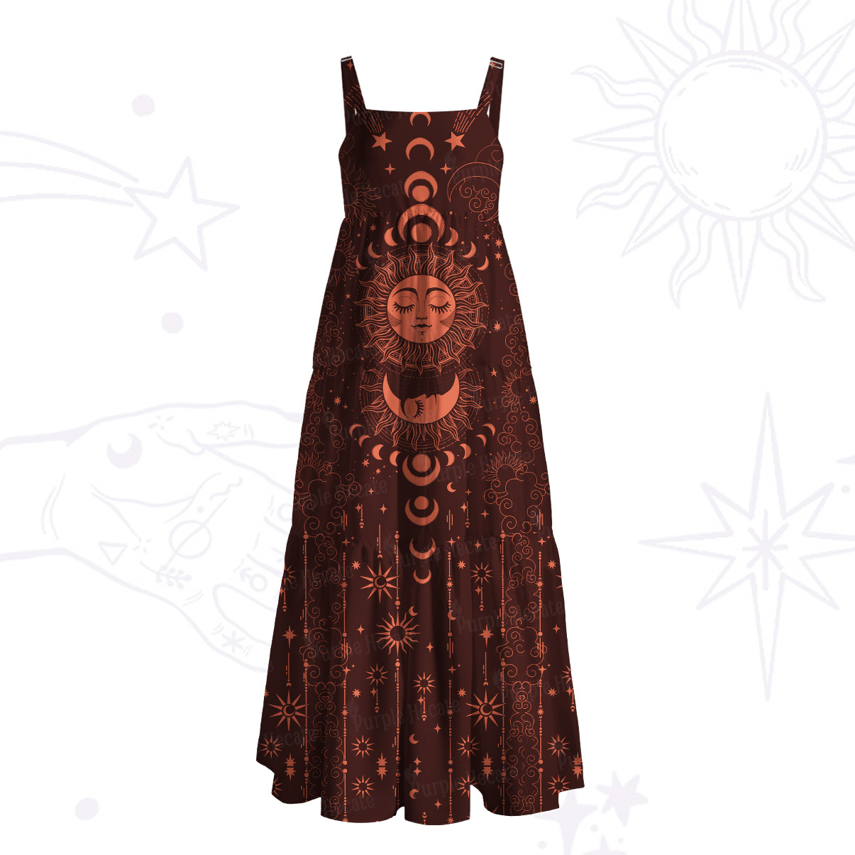 Purplehecate Lunar Eclipse Wide Straps Maxi Dress