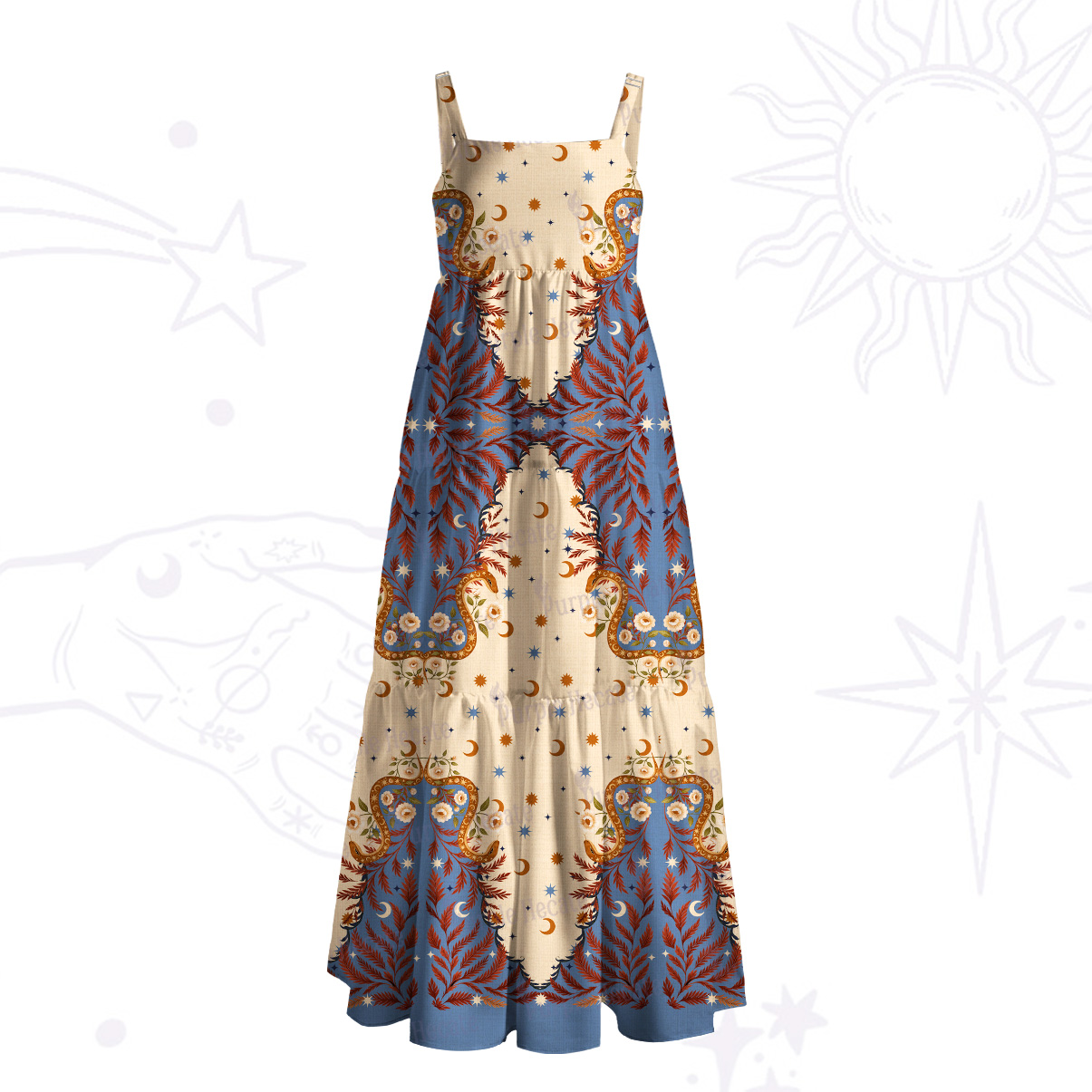 Purplehecate Celestial Ascension Wide Straps Maxi Dress