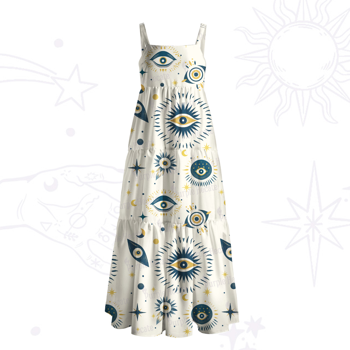 Purplehecate Sun Eye Wide Straps Maxi Dress
