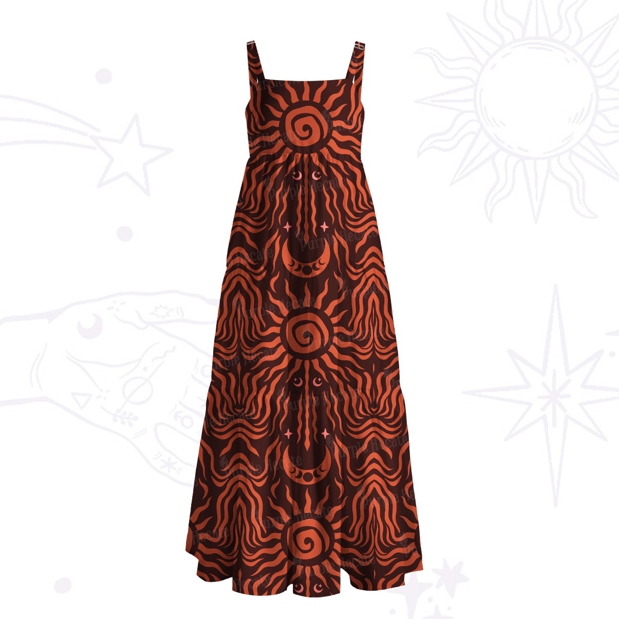 Purplehecate Solar Ritual Wide Straps Maxi Dress