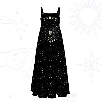 Purplehecate Coven of the Skull Moon Wide Straps Maxi Dress