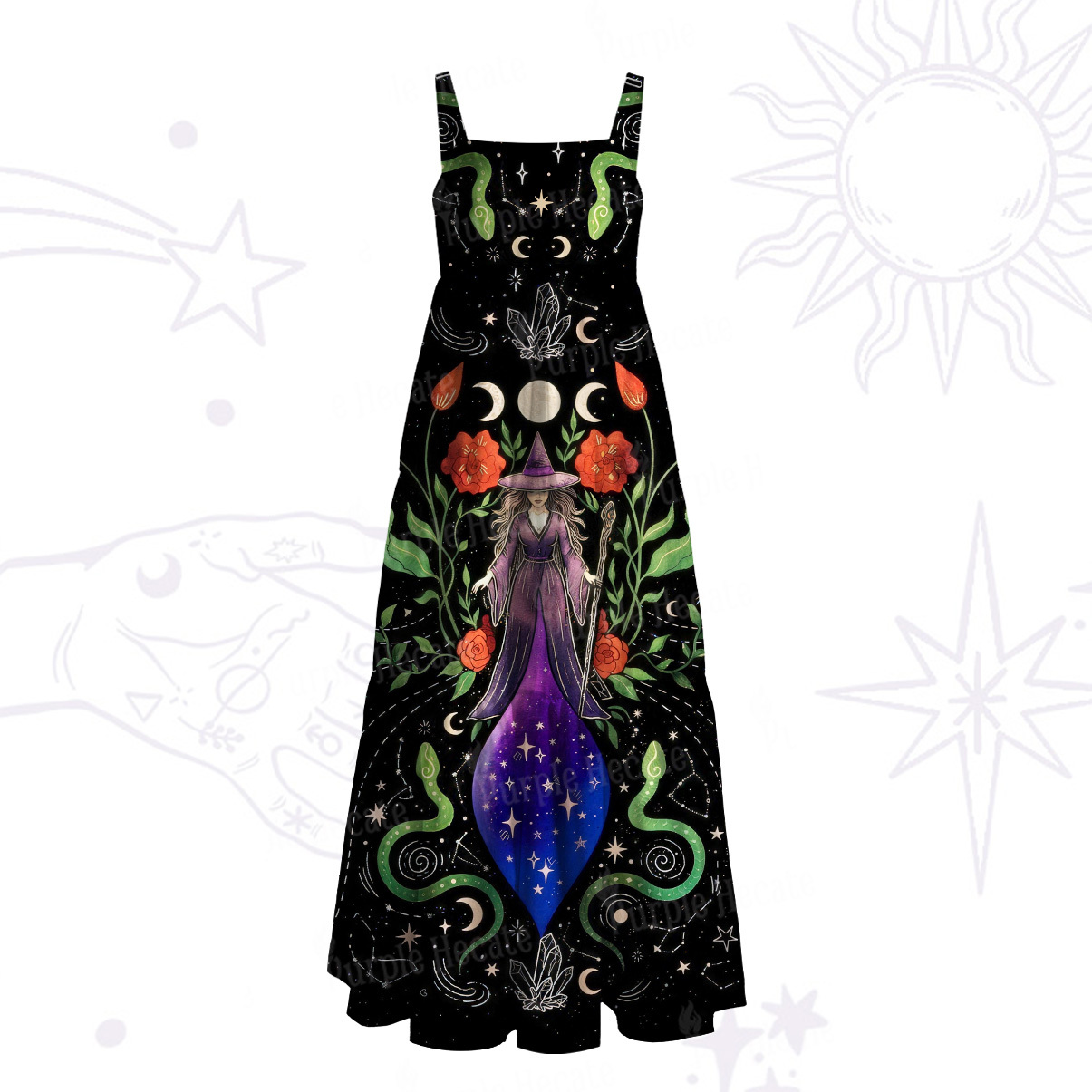 Purplehecate Midnight Moth Maxi Dress