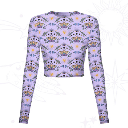 Purplehecate Luna Moth Witch Mesh Long Sleeve Crop Top