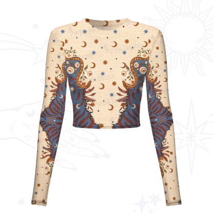 Purplehecate Celestial Ascension Mesh Long Sleeve Crop Top