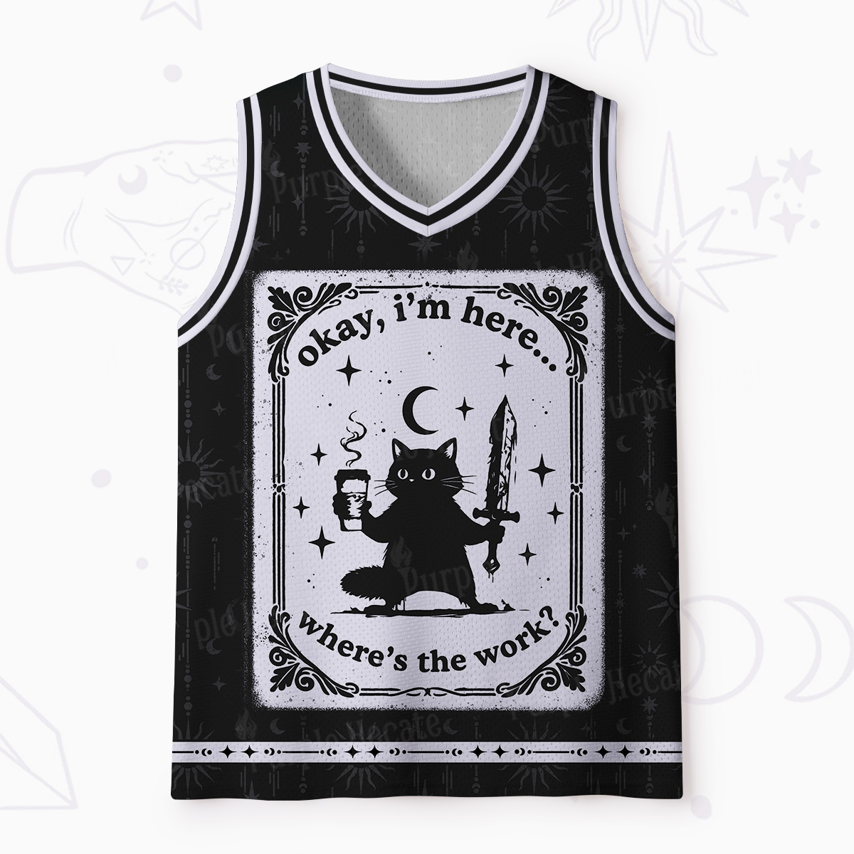 Purplehecate Okay I'm Here Where's The Work Mesh Jersey Tank Top