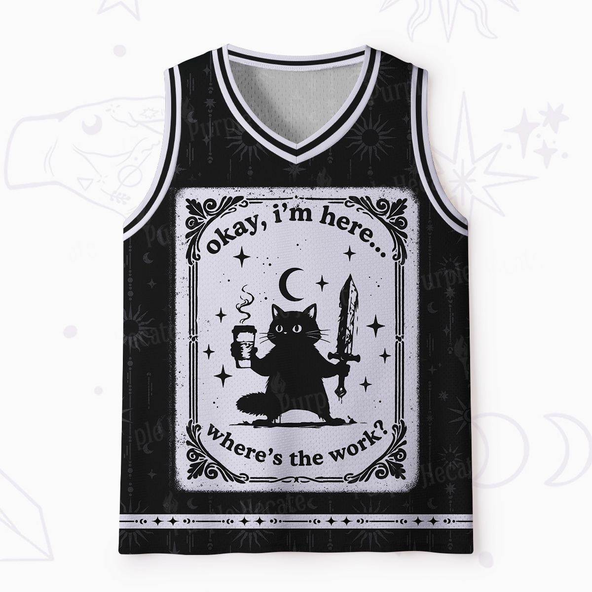 Purplehecate Okay I'm Here Where's The Work Mesh Jersey Tank Top