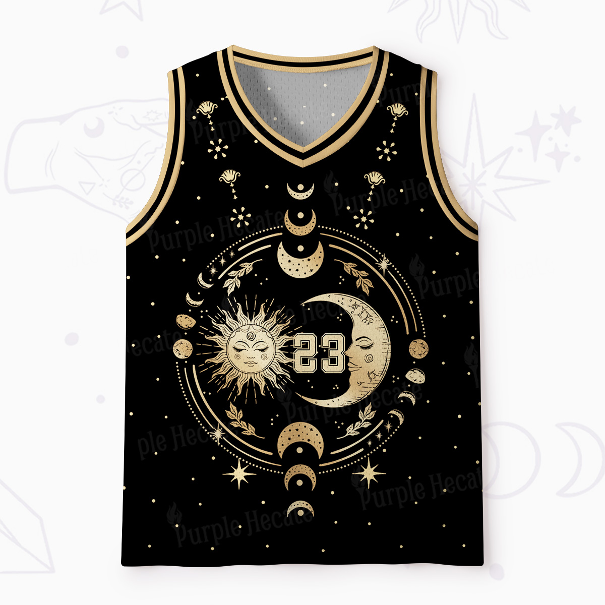 Purplehecate Celestial Sun and Moon Mesh Jersey Tank Top