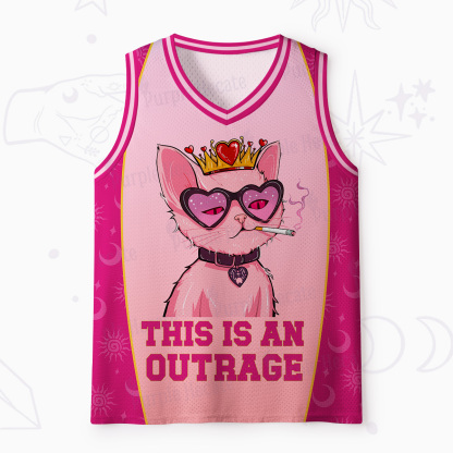 Purplehecate Bad Attitude Pink Cat Smoking Queen Mesh Jersey Tank Top