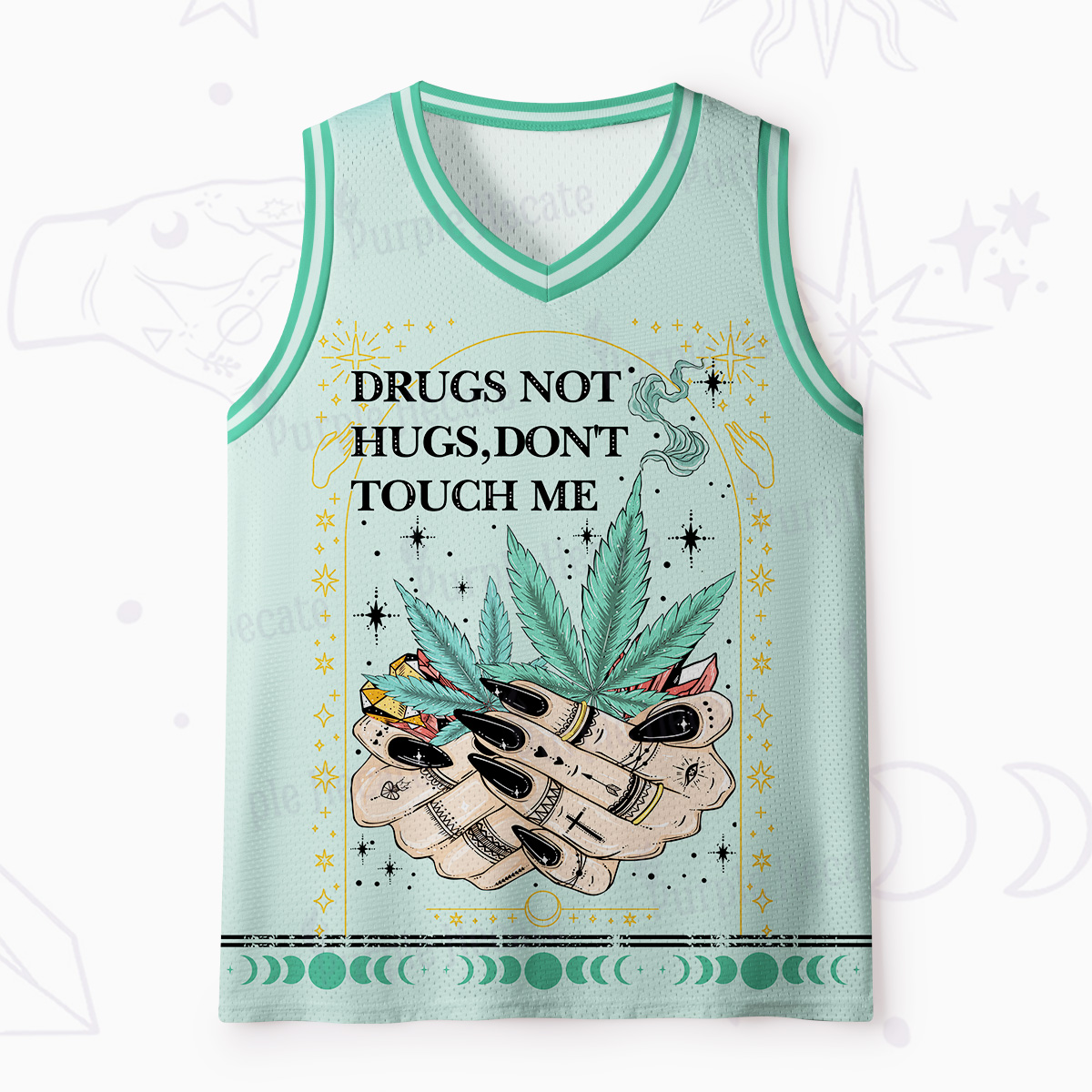 Purplehecate Drugs Not Hugs Mesh Jersey Tank Top