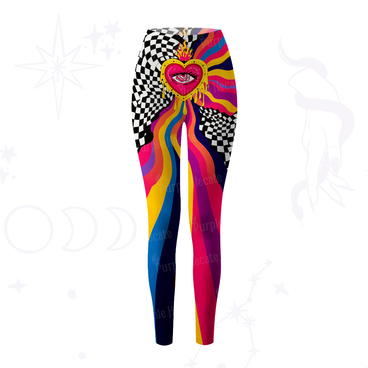 Purplehecate Trippy Rainbow Heart Eye Yoga Pants