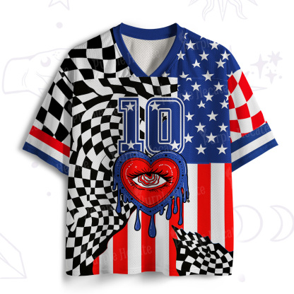 Purplehecate Trippy Heart Eye USA Mesh Jersey