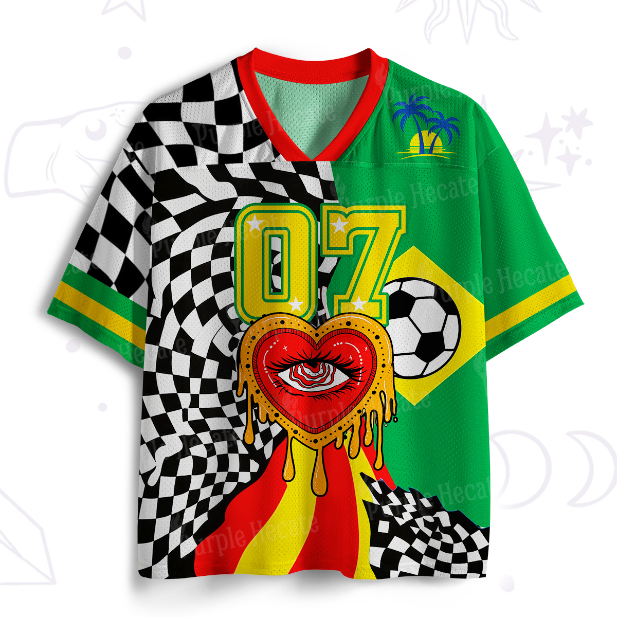 Purplehecate Trippy Heart Eye BR Mesh Jersey