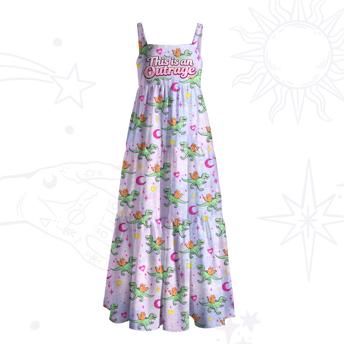 [Copy]Purplehecate Moon Witch Garden Wide Straps Maxi Dress