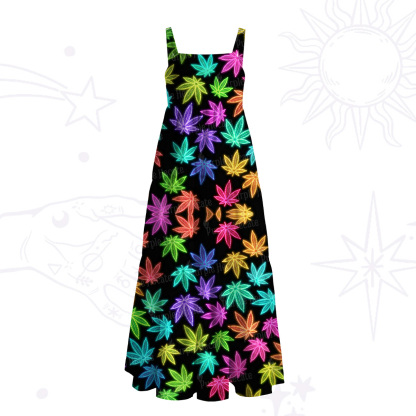 Purplehecate Trippy Weed Wide Straps Maxi Dress