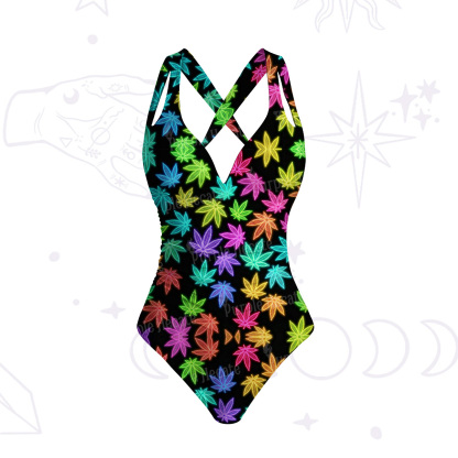 Purplehecate Trippy Weed One-Piece Swimsuit