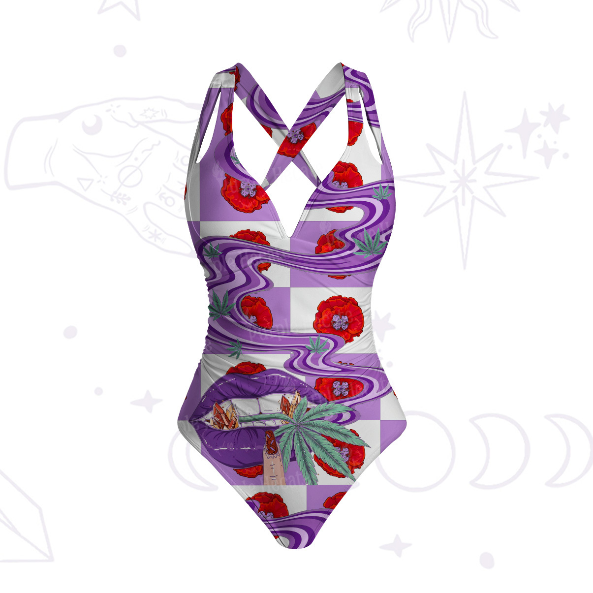 Purplehecate Trippy Cannabis Dream One-Piece Swimsuit