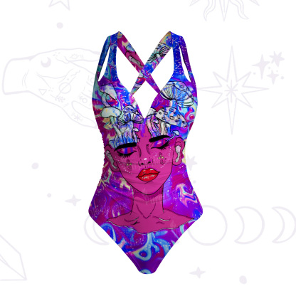Purplehecate Trippy Mushroom Dream Goddess One-Piece Swimsuit