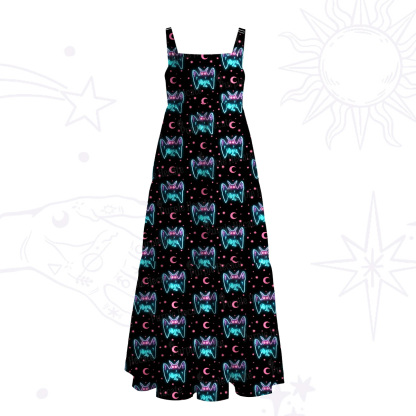 Purplehecate Neon Witchy Mothman Night Wide Straps Maxi Dress