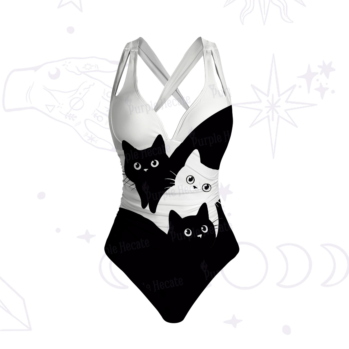 Purplehecate Curious Cats One-Piece Swimsuit