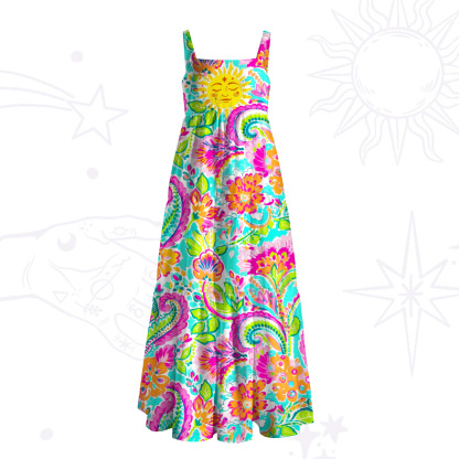 Purplehecate Sun Bloom Fiesta Wide Straps Maxi Dress